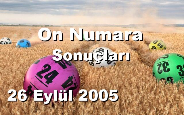 On Numara detay bilgiler 26/09/2005