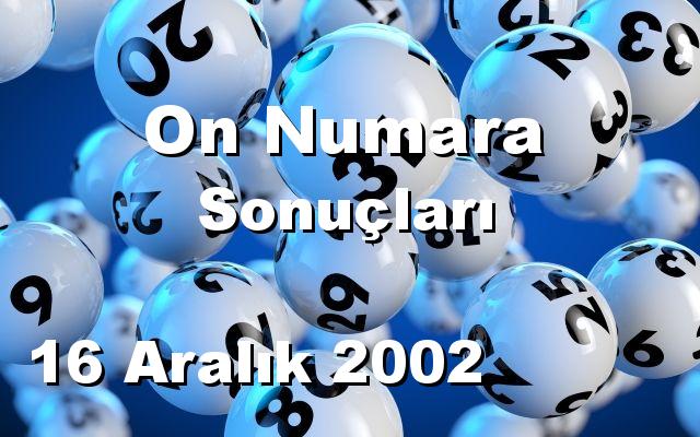 On Numara detay bilgiler 16/12/2002