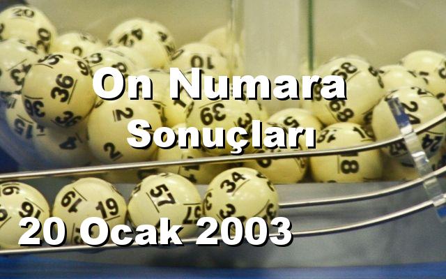 On Numara detay bilgiler 20/01/2003