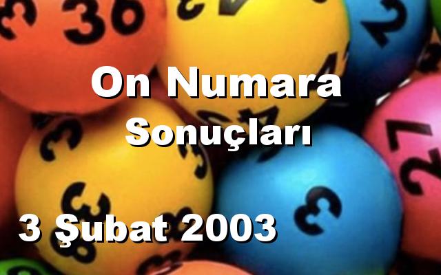 On Numara detay bilgiler 03/02/2003