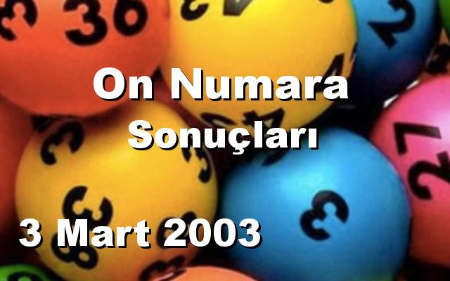 On Numara detay bilgiler 03/03/2003