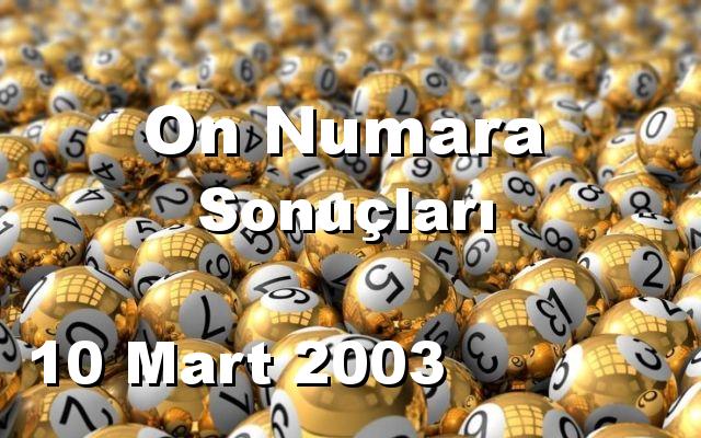 On Numara detay bilgiler 10/03/2003