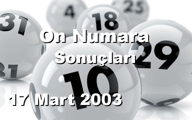 On Numara detay bilgiler 17/03/2003