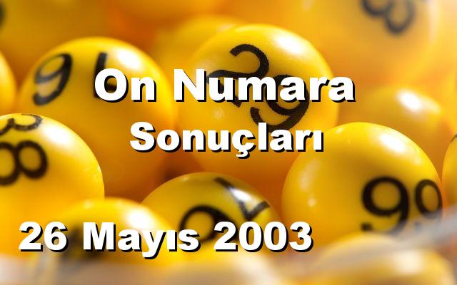 On Numara detay bilgiler 26/05/2003