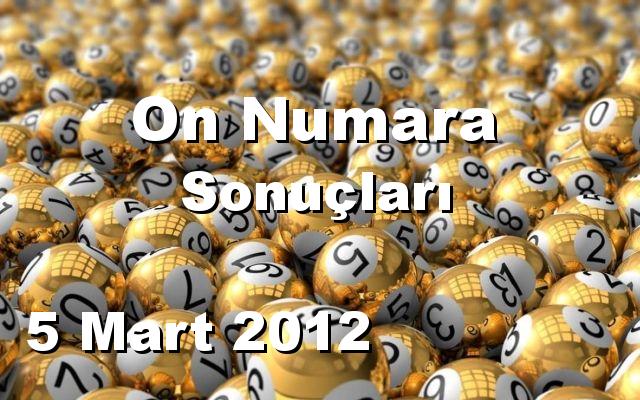 On Numara detay bilgiler 05/03/2012