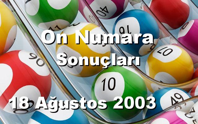 On Numara detay bilgiler 18/08/2003