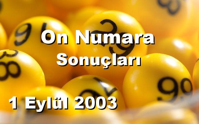 On Numara detay bilgiler 01/09/2003