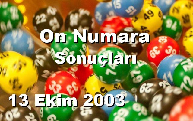 On Numara detay bilgiler 13/10/2003