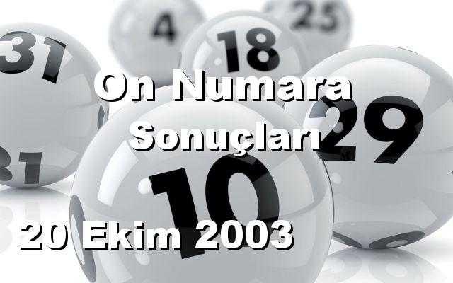 On Numara detay bilgiler 20/10/2003