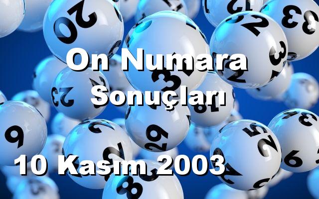 On Numara detay bilgiler 10/11/2003