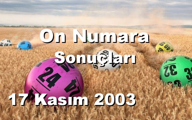 On Numara detay bilgiler 17/11/2003