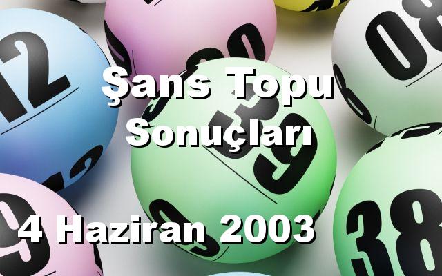 Şans Topu detay bilgiler 04/06/2003