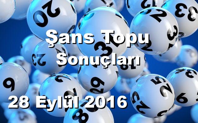 Şans Topu detay bilgiler 28/09/2016