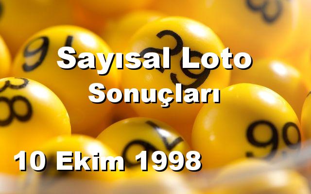 Sayısal Loto detay bilgiler 10/10/1998