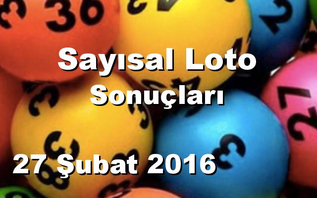 Sayısal Loto detay bilgiler 27/02/2016