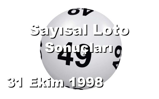 Sayısal Loto detay bilgiler 31/10/1998