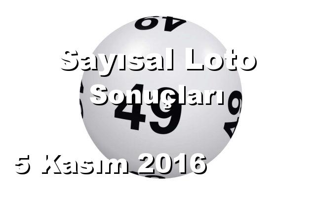 Sayısal Loto detay bilgiler 05/11/2016