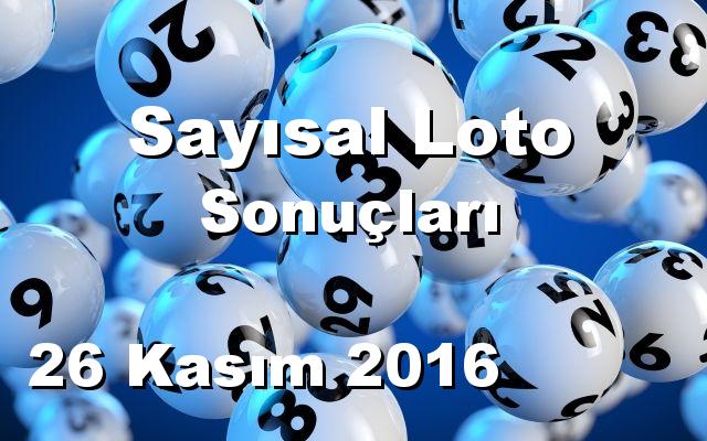 Sayısal Loto detay bilgiler 26/11/2016