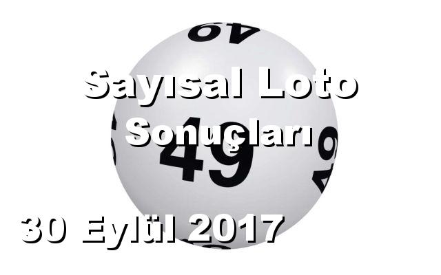 Sayısal Loto detay bilgiler 30/09/2017