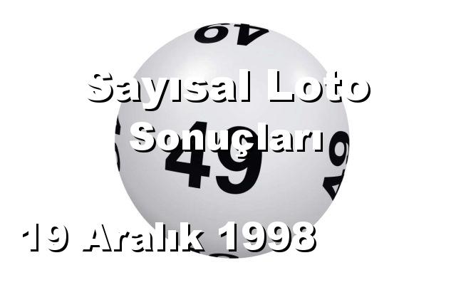 Sayısal Loto detay bilgiler 19/12/1998