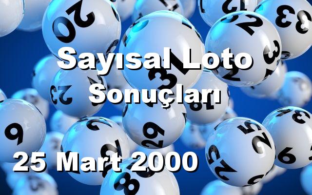 Sayısal Loto detay bilgiler 25/03/2000