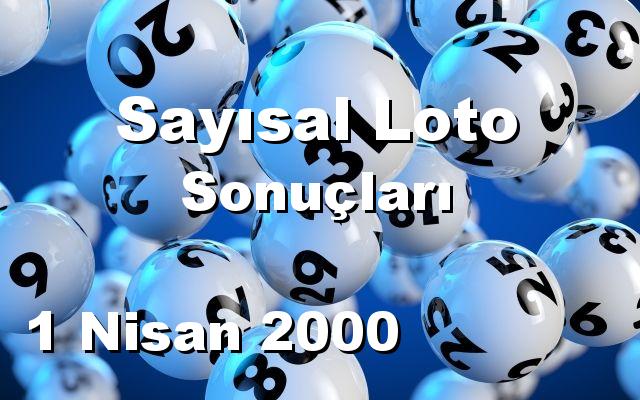 Sayısal Loto detay bilgiler 01/04/2000