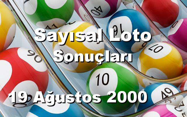 Sayısal Loto detay bilgiler 19/08/2000