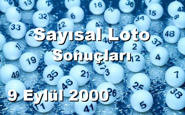 Sayısal Loto detay bilgiler 09/09/2000