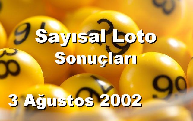 Sayısal Loto detay bilgiler 03/08/2002