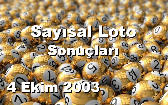 Sayısal Loto detay bilgiler 04/10/2003