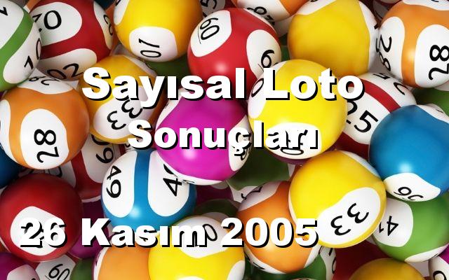 Sayısal Loto detay bilgiler 26/11/2005