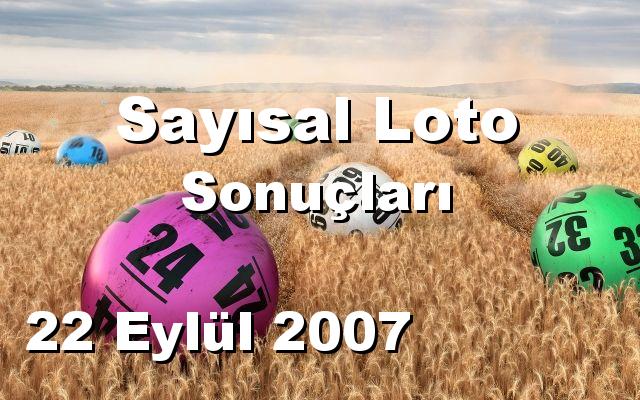 Sayısal Loto detay bilgiler 22/09/2007