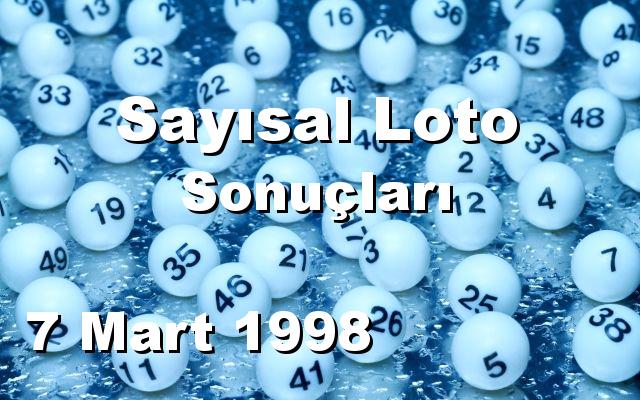 Sayısal Loto detay bilgiler 07/03/1998