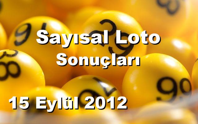 Sayısal Loto detay bilgiler 15/09/2012