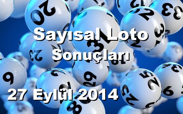 Sayısal Loto detay bilgiler 27/09/2014